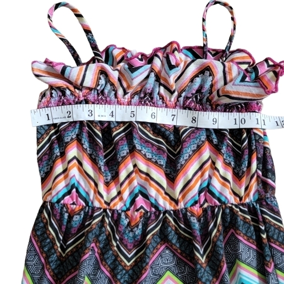 Beautees Maxi Medium Multi Colored Zig Zag Chevron Spaghetti Strap summer Dress - Picture 4 of 10